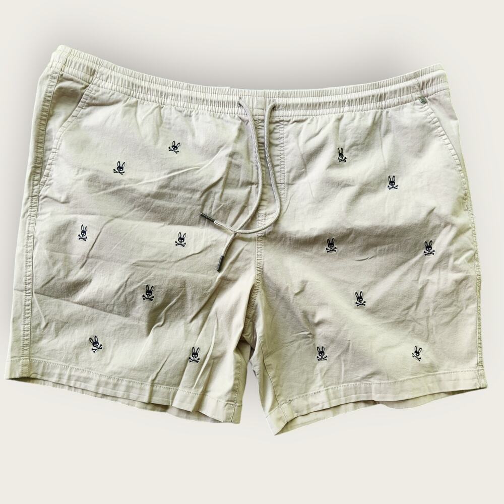 Psycho Bunny Men's Isles Embro Stretch Waist Chino Shorts Sandstone Sz XXL (3XL)